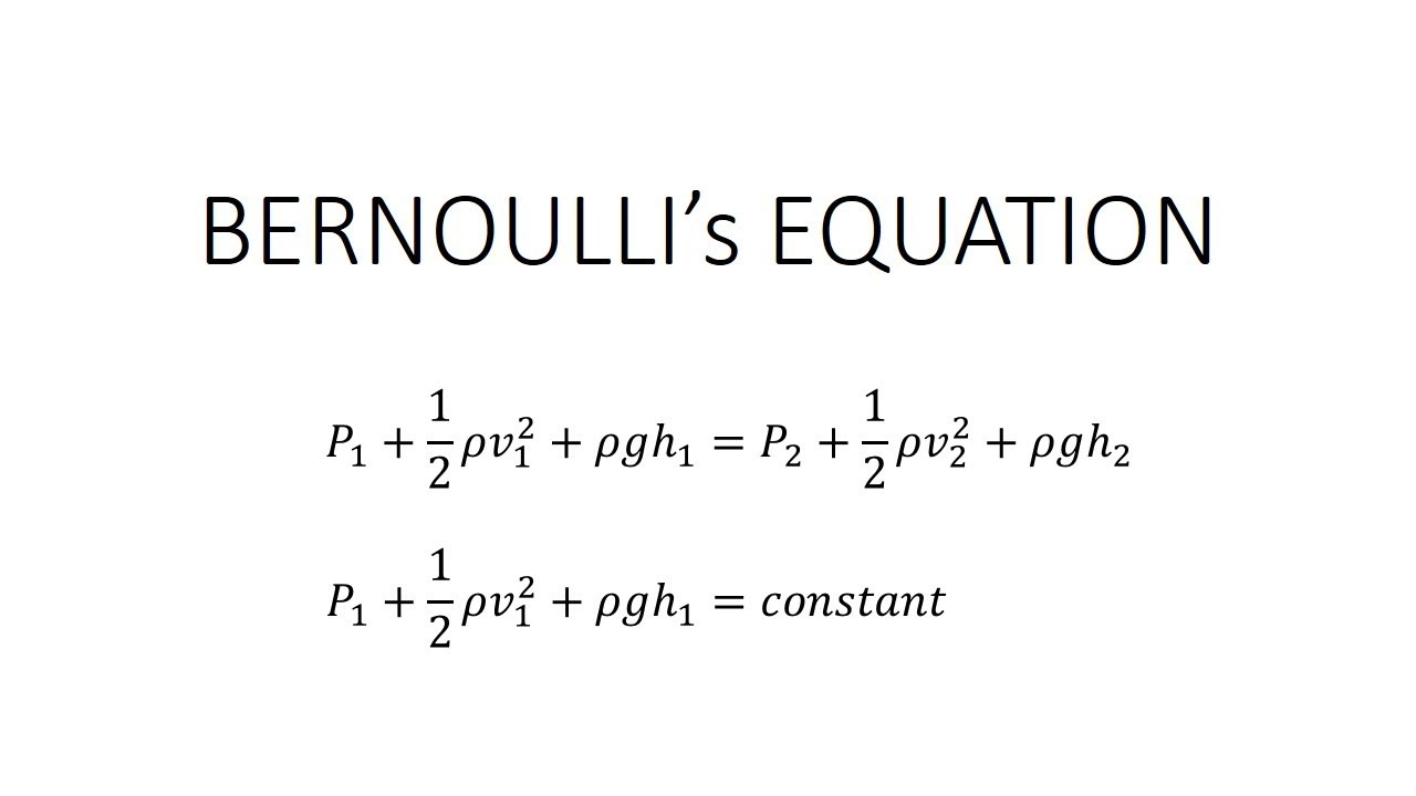 الصيغة الرياضية لمعادلة برنولي