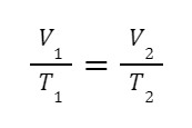 معادلة للمقارنة بين الحجم ودرجة الحرارة باستخدام قانون تشارلز
