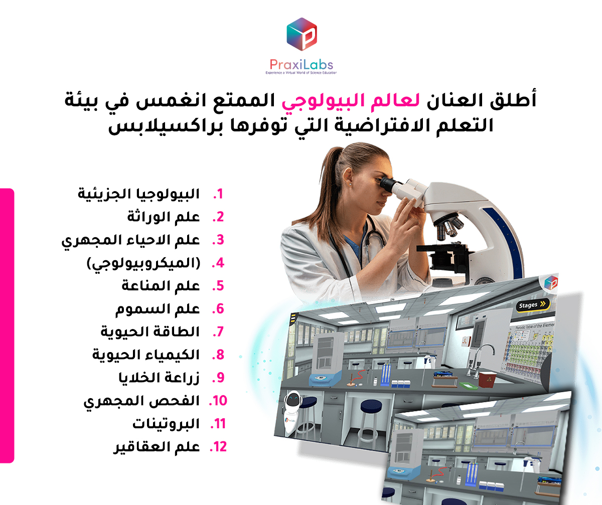 أطلق العنان لعالم البيولوجي الممتع : انغمس في بيئة التعلم الافتراضية التي توفرها براكسيلابس