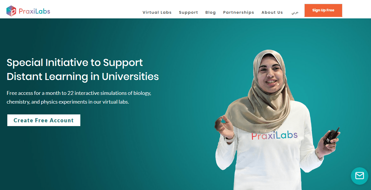 Praxilabs home page during 2020 initiative