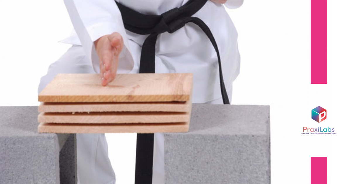 application of newton's second law of motion- Karate player breaking slab of bricks