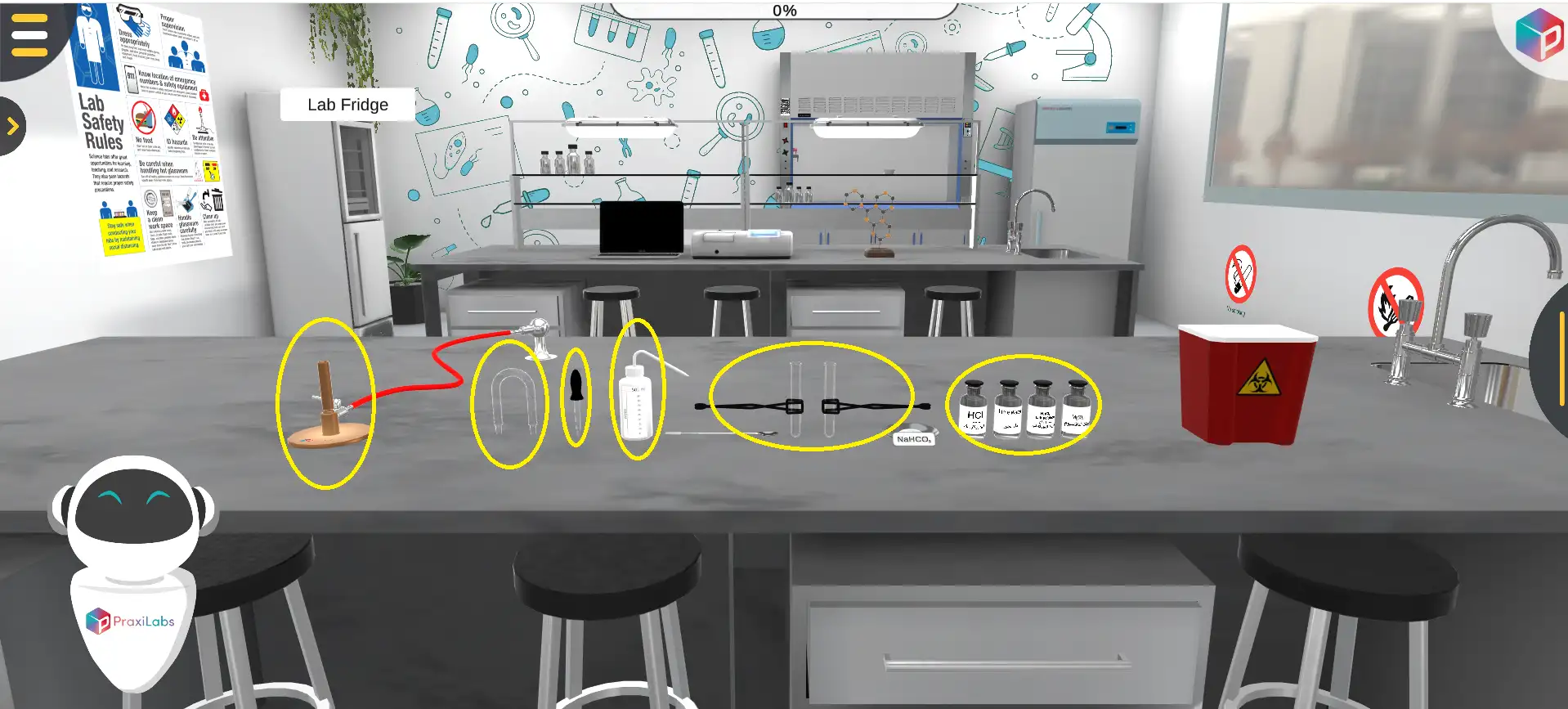What can you do in the inorganic chemistry online lab?