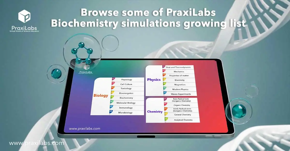 Browse some of PraxiLabs Biochemistry simulations growing list: