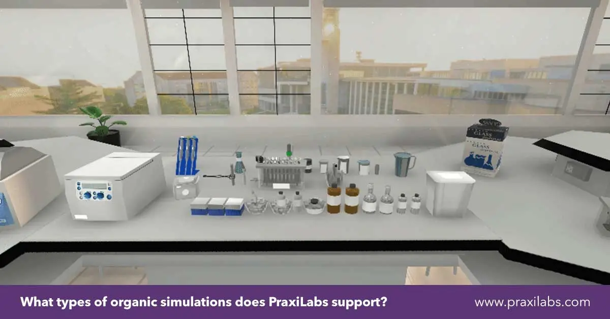 What types of organic simulations does PraxiLabs support_
