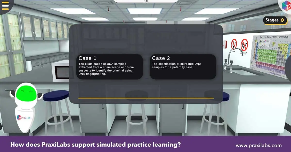 How does PraxiLabs support simulated practice learning?